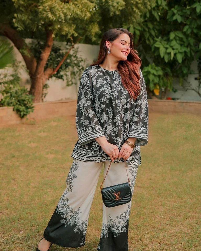 Elegant women's stitched raw silk shirt and trouser 2 pcs
