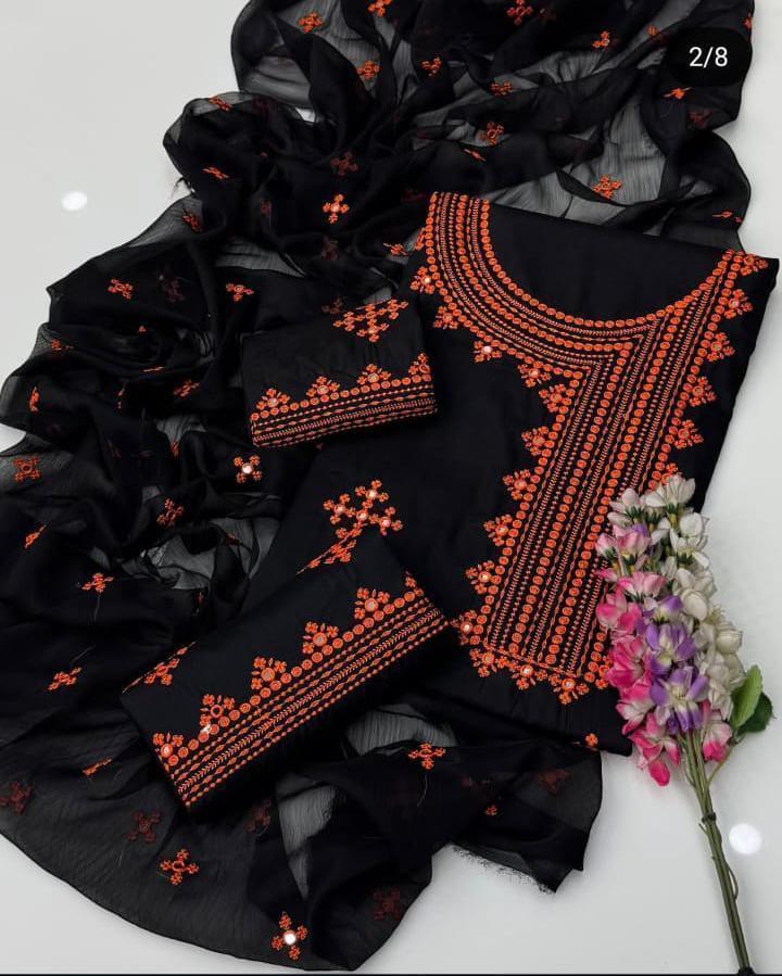 3 pcs women's unstitched embroidered suit