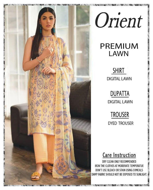 3 pcs women's unstitched digital printed suit