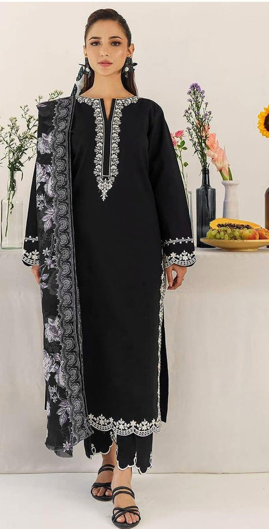 Unstitched embroidered suit